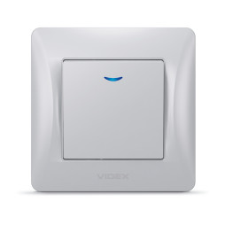 Single-button switch with backlight silver silk VIDEX BINERA