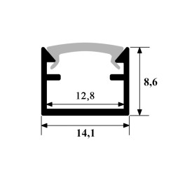 Aluminum profile for LED strip AL-27 2 meters anodized overhead LEDUA