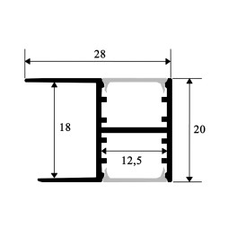 Aluminum profile for LED strip AL-38 1 meter anodized overhead, end Chipboard, wood 18mm LEDUA