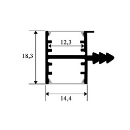 Aluminum profile for LED strip AL-26 2 meters anodized mortise, end for chipboard, wood LEDUA