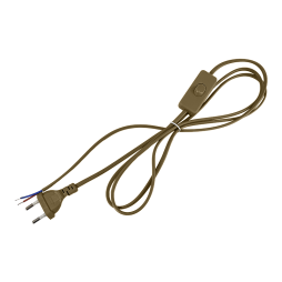 Cable (cord) with flat plug 1.9m + switch brown /LMA017 Lemanso