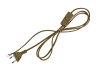 Cable (cord) with flat plug 1.9m + switch brown /LMA017 Lemanso