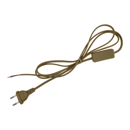 Cable (cord) with flat plug 1.9m + switch brown /LMA017 Lemanso