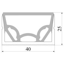 Silicone profile for LED strip 25x40 1 meter overhead SP-37 IP67 with thread (50m in a reel) LEDUA