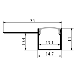 Aluminum profile for LED strip for plasterboard AL-49 3 meters anodized under plaster "In places deformation" LEDUA