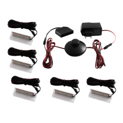 Set of plastic LED clips for lighting glass shelves with foot switch 5pcs 110-240VAC 6 cm white light, black wire LEDUA