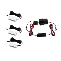 Set of aluminum LED clips for lighting glass shelves with manual switch 3pcs 220V white light, black wire LEDUA