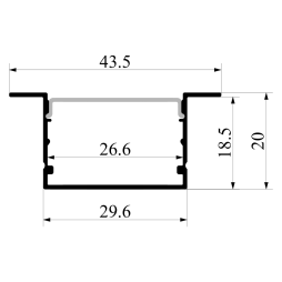 Aluminum profile for LED strip AL-109 2 meters black profile recessed LEDUA