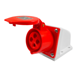 Stationary socket (GS) 16A 4p (3p+n) 380-415V IP44 red LEE-114 LM2012 Lemanso