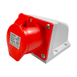 Stationary socket (GS) 16A 4p (3p+n) 380-415V IP44 red LEE-114 LM2012 Lemanso