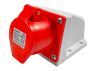 Stationary socket (GS) 16A 4p (3p+n) 380-415V IP44 red LEE-114 LM2012 Lemanso