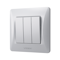 Three-button switch silver silk VIDEX BINERA