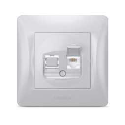 CAT3 single telephone socket silver silk VIDEX BINERA