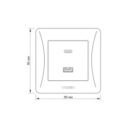 USB-A + USB-C PD20W socket silver silk VIDEX BINERA