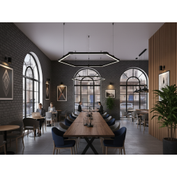 Lamp collapsible LED pendant, Hexagon, Honeycomb, ceiling "Hexagon mini" hexagon 110-240V 48W 6500k 1000*6 black body LEDUA