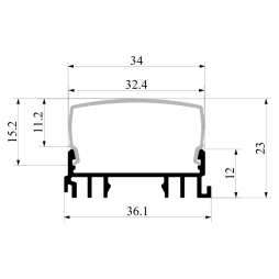 Diffuser, diffuser rectangular RSP 2 meters matte