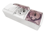 Block surface-mounted 2nd switch + 2 sockets with grounding + covers Magnolia white LMR2015 Lemanso