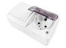 Block surface-mounted switch + socket with grounding + cover LEMANSO Magnolia white LMR2013 Lemanso