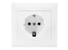 Socket 1 Sakura white with grounding LMR1021 Lemanso
