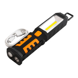 COB flashlight 3w+3wLED+3kr.LED with magn. and battery 1800mah LMF9314 black Lemanso