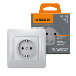 Single socket with grounding silver silk VIDEX BINERA