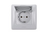 Single socket with grounding and cover silver silk VIDEX BINERA