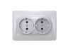 Double socket with grounding silver silk VIDEX BINERA