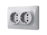 Double socket with grounding silver silk VIDEX BINERA