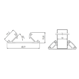 LED profile for the end of shelves 3m Black PA-GLAXWN3M-AL-20M GTV