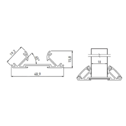 LED profile corner-end double-sided 3m PA-GLAXNBD3M-AL GTV