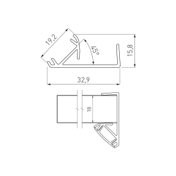 LED profile corner-end double-sided under the edge 3m PA-GLAXNBDW3M-AL GTV