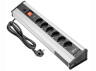 Extension cord 6 sockets SCHUKO USB Aluminum 220-240V AE-PBMUL6S6U-53 GTV