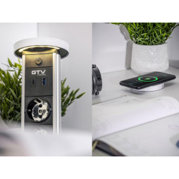 CAMINO extension cord 100mm 2 SCHUKO USB A+C QC WC 10W cable 1.5m 220-240V White GTV