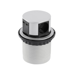 Extension cable COMFORT 100mm 3 sockets SCHUKO 2xUSB 2.4A cable 1.5m 220-240V Aluminum AE-BPW3S100U-53 GTV