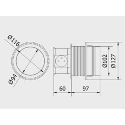 Extension cable COMFORT 100mm 3 sockets SCHUKO 2xUSB 2.4A cable 1.5m 220-240V Aluminum AE-BPW3S100U-53 GTV