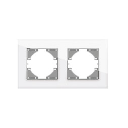 Frame white glass for 2 places horizontal VIDEX BINERA VF-BNFRG2H-W