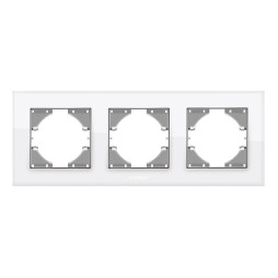 Frame white glass for 3 places horizontal VIDEX BINERA VF-BNFRG3H-W