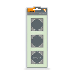Frame green glass for 3 places horizontal VIDEX BINERA VF-BNFRG3H-GR
