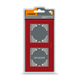 Frame red glass for 2 places horizontal VIDEX BINERA VF-BNFRG2H-RD