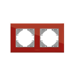 Frame red glass for 2 places horizontal VIDEX BINERA VF-BNFRG2H-RD