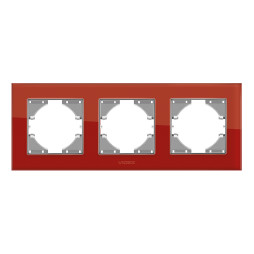 Frame red glass for 3 places horizontal VIDEX BINERA