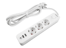 Power extension cord 3p 3m 1.5mm 2.4A 2USB+USB-C w/o button White ONCORD (PD33G2U1C-W) VIDEX