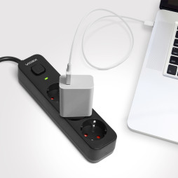 Power extension cord 3p 3m 1.5mm w/o button Black ONCORD (VF-PD33G-B) VIDEX