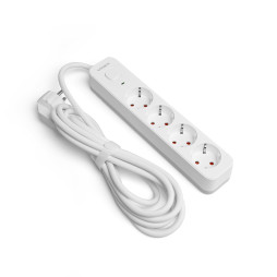 Power extension cord 4p 3m 1.5mm w/c and button White ONCORD (VF-PD43G-W) VIDEX