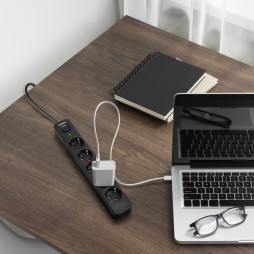 Power extension cord 5p 3m 1.5mm w/c and button Black ONCORD (VF-PD53G-B) VIDEX