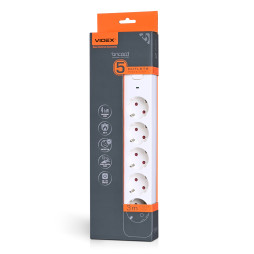 Power extension cord 5p 3m 1.5mm w/c and button White ONCORD (VF-PD53G-W) VIDEX
