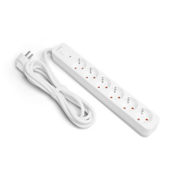 Power extension cord 6p 3m 1.5mm w/c and button White ONCORD (VF-PD63G-W) VIDEX