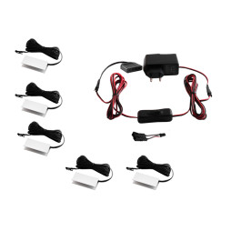 Set of aluminum LED clips for glass shelf lights with manual switch 5pcs 220V blue light, black wire LEDUA