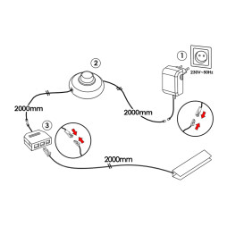 Set of aluminum LED clips for glass shelf lights with foot switch 2pcs 220V white light, white wire LEDUA