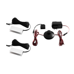 Set of aluminum LED clips for lighting glass shelves with foot switch 2pcs 220V blue light, black wire LEDUA